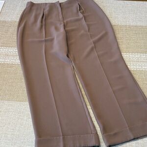 New York & Company Taupe Wide Leg Pleated Front Pants size 14P